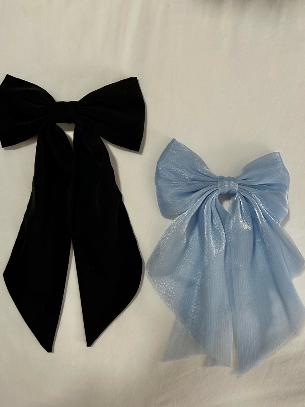 Urban Outfitters Black Velvet & Light Blue Sheer Bow Hair Clips